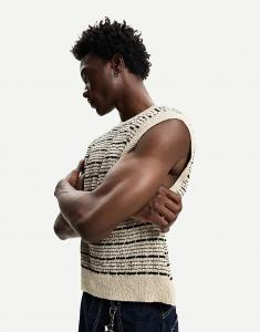 Жилет Bershka в полоску, черно-белый