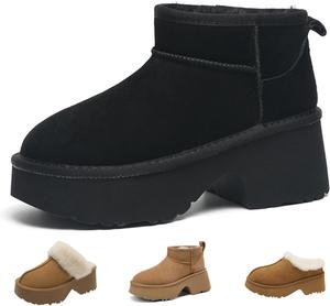 Модные сабо на платформе для женщин, повседневные уличные тапочки с плюшевой подкладкой, удобные наружные нескользящие мюли и сабо Hoaeiewds, Xz-Black