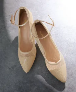 Туфли-лодочки на шнуровке с ремешками на щиколотке Pourvous, цвет Beige