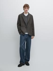 Блейзер из смесовой шерсти с узором «елочка» Massimo Dutti, charcoal