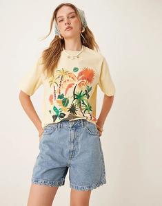 Джинсовые шорты ASOS DESIGN с фестончатым краем, средне-синего цвета
