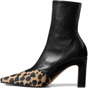 Женские стильные ботильоны Zszszsu с квадратным носком, массивным каблуком, модные носочные ботинки с боковой молнией, удобные обувь для повседневного ношения, модная обувь, размеры US 4-16, Black And Leopard
