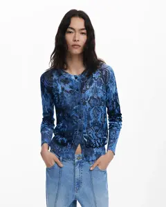 Женский кардиган с блестящими пуговицами Desigual, синий