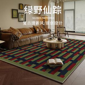 Budis Ковер 100х160 см для гостиной в винтажном стиле, зеленый, утолщенный, звукоизоляционный, водонепроницаемый, нескользящий