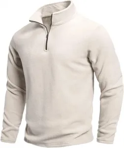 Мужской теплый и удобный флисовый полузастегивающийся пуловер