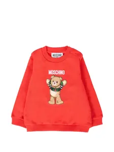 Свитшот с принтом медвежонка Moschino Kids, красный