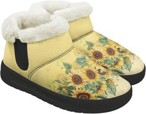 Женские зимние ботинки на снег, женские теплые ботильоны с мягким искусственным мехом внутри, обувь с мягкой подошвой с эффектом памяти, на шнуровке, размеры 4.5-12 Chririnla, Sunflowers