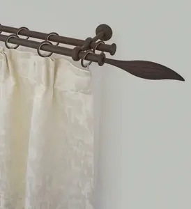 Карниз GARESA "ESPERANCA", 2-х направляющий, желаемая длина, комплект штор в стиле рустик, раздвижной, под утюг, с кольцами 160 см, Ø16мм, цвет rost