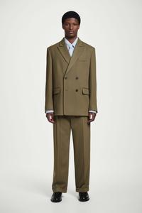 Брюки из шерсти с саржевым переплетением COS, темно-бежевый