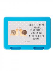 Mr. & Mrs. Panda Бенто-бокс «Улитка любит» с надписью пастельно-серого цвета