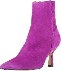 Женские стильные ботильоны с закрытым носком, гладкая боковая молния, средний каблук, для офиса и повседневной носки зимой, размеры США 4-16 Wo wagas, Purple