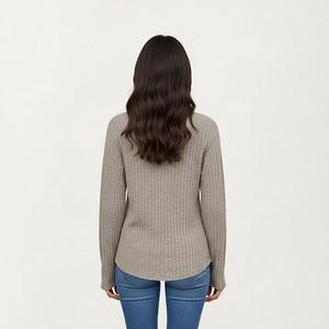 Женский топ с длинным рукавом, ребристым трикотажем, застежкой на пуговицах и фигурным подолом Anna-Kaci, Blue