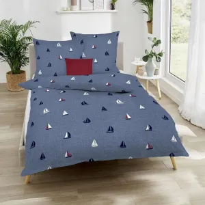 Постельное белье Seersucker Sailing Boats Marine 155x220 см + 80x80 см Kaeppel