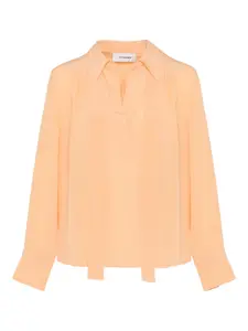 Шелковая блузка с завязками Yves Salomon, оранжевый