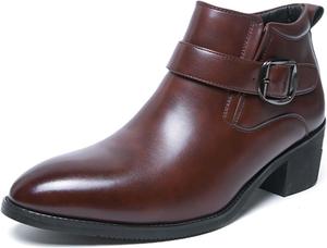 Мужские ботинки челси, модные массивные, для делового, повседневного и формального стиля, классические остроносые ботинки для работы, офиса, униформы, конференций, банкетов, свадеб, костюмов и вечерних нарядов, кожаные туфли Generic, коричневый