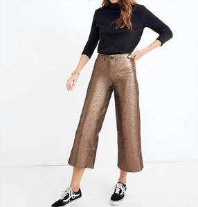 Укороченные брюки Emmette Wide Leg Metallic в бронзовом/золотом цвете Madewell