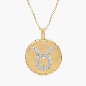 Подвеска со знаком зодиака Телец из желтого золота 14 карат с бриллиантами Blue Nile