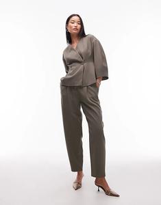 Брюки-бочонки AWARE с высокой талией, приталенные, в цвете «кавер-зеленый»