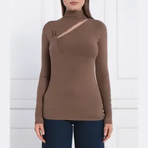 Блузка приталенного кроя с добавлением кашемира Pinko, коричневый