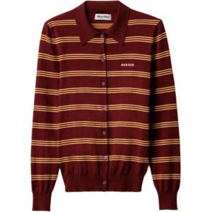 Полосатый кардиган MIU MIU, красный