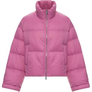 Pinko Пуховая куртка женская, розово-красная, с воротником-стойкой