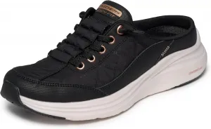 Женские слипоны Skechers с контурной пеной и удобной посадкой, без застежек, черный/золотой