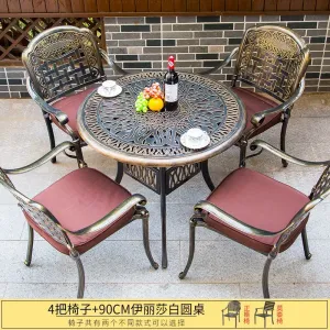 Комплект садовой мебели Green Water: 4 стула, стол круглый, 90 см, подушки, бронза