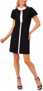 Платье CeCe Collared Bow Neck Puff Sleeve Knit Dress, Rich Black