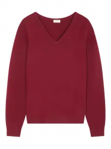 Шерстяной свитер с V-образным вырезом FURSAC, красный