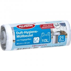 Ароматизатор гигиенический мешок для мусора с ручками 10 л RUBIN, 21 шт.