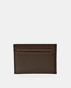 Темно-коричневый визитница из зерненой кожи Emidio Tucci, темно коричневый