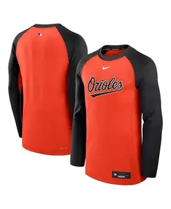 Мужская оранжево-черная футболка с длинным рукавом Baltimore Orioles Authentic Collection Game Time Raglan Performance Nike