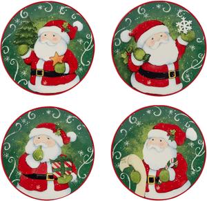 Certified International Holiday Magic Santa 15 см тарелки для канапе/ланча/закусок, набор 4 шт, мультиколор