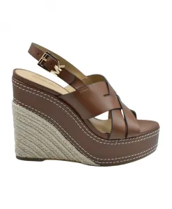 Кожаные сандалии на танкетке Nora Michael Kors, коричневый