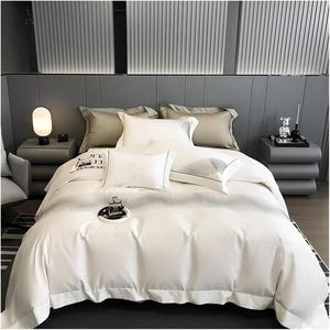 YUSIWOAL Комплект постельного белья из египетского хлопка 1000TC с вышивкой White