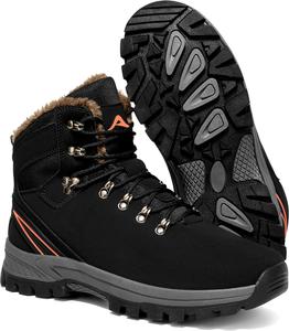 Женские зимние ботинки Ecetana, водонепроницаемые походные ботинки с теплой меховой подкладкой, ботильоны до щиколотки, противоскользящие для прогулок на улице, Black