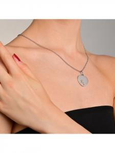 Adeliás Женский кулон - кулон в форме сердца из нержавеющей стали серебристого цвета с гравировкой