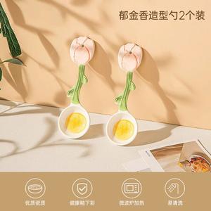 Ceramics Набор мисок и тарелок Fresh And Simple, бытовая подглазурная керамическая посуда, чаши для риса и супа, эстетичная сервировка, 6-дюймовые ложки Tulip, комплект из 2 предметов