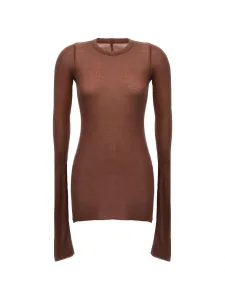 Ребристая футболка с длинными рукавами Rick Owens, коричневый