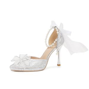 Туфли на тонком каблуке высотой 8 см для женщин Bamiti, Champagne