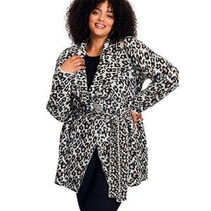 Женский кардиган с запахом plus size Avenue, Ivory Snow Leopard