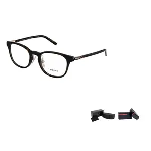 Prada Оправа для очков прямоугольной формы, унисекс, черепаховый/черный цвет