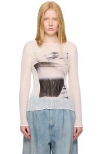 Май шифоновый топ с крученым эффектом и эффектом теневого рисунка Issey Miyake, цвет shadow