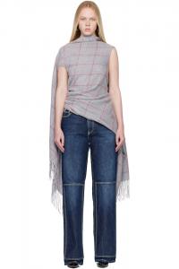 Jean Paul Gaultier Серая блузка с застежкой на спине и драпировкой в виде шарфа