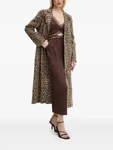 Пальто с поясом и леопардовым принтом Never Fully Dressed, нейтральный