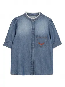 Рубашка с вышивкой и бахромой Zadig & Voltaire Kids, синий