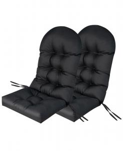 Комплект из 2 подушек для садового кресла Adirondack с высокой спинкой, устойчивых к выцветанию, толщиной 5 дюймов Gymax, Black