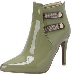 Женские модные ботильоны LYYSKY с острым носком, супер высокие каблуки 10 см, короткие ботинки с лаконичной задней молнией и металлической пряжкой, декоративные, для вечеринок, сексуальные ботильоны на щиколотку T626-7, размеры US4-US15, Green(T626)