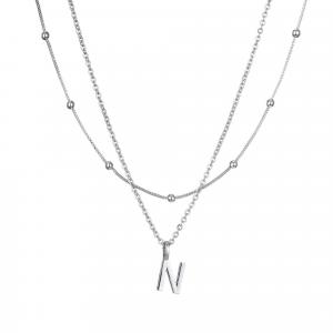 Посеребренное многослойное ожерелье с инициалами Adornia, Silver-N