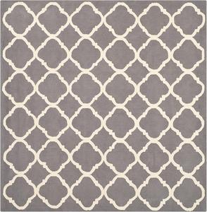 Ковер SAFAVIEH, 153 x 153 см, Newport Collection, Grey & Ivory, ручной работы Trellis Cotton, идеален для помещений с высокой проходимостью в гостиной, спальне (NPT430A)